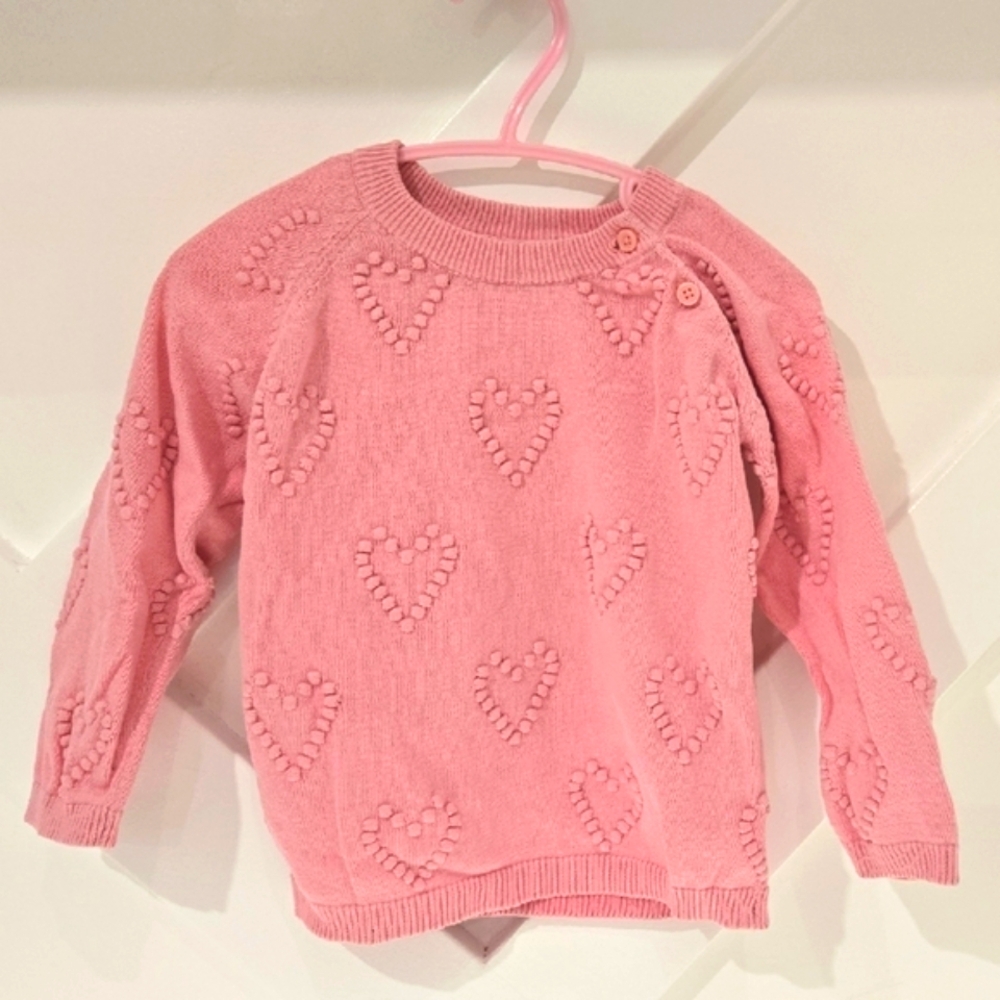 Elegant Pink Knit Sweater with Floral Pattern